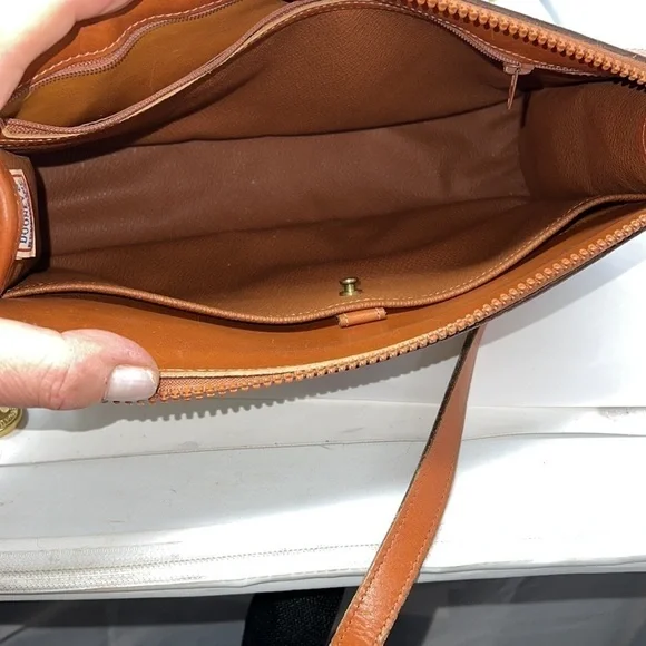 Dooney & Bourke Ivory Cream Pebble and Brown Leather Zip Crossbody Shoulder Bag - Picture 10 of 14